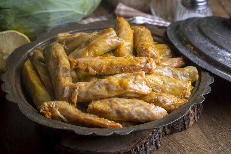 Lahana Sarma, Turkish traditional food,a boiled cabbage leaf tha