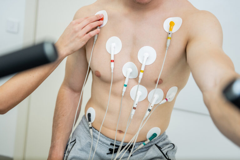 Medical professional conducting a cardiovascular evaluation with